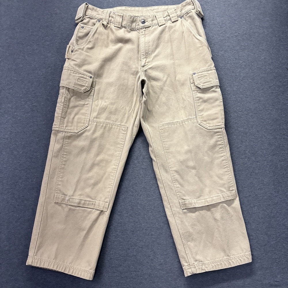 Duluth Trading Co Double Knee Cargo Pants Mens 40x30 Beige Fire‎ Hose Workwear